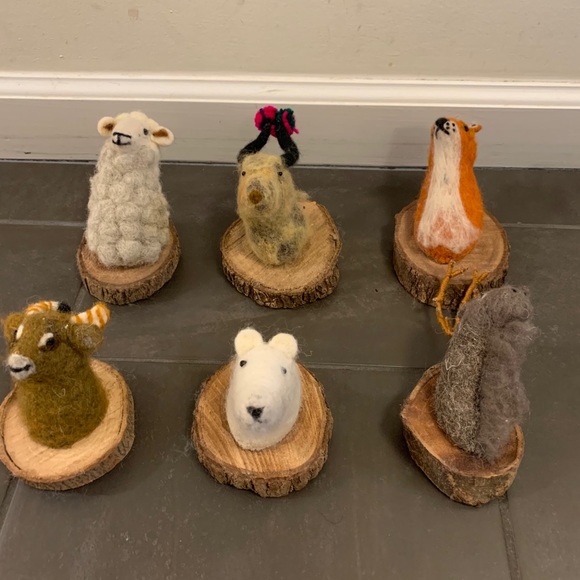 Anthropologie Other - Anthropologie mini felted taxidermy FULL SET